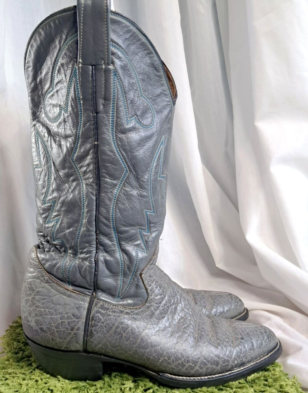 Vintage Hilsa Vaquero Cowboy Boots Gray Blue Men's 8